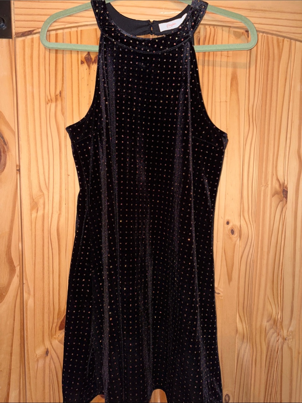 Candie's Black Velvet Mini Dress with Stud Accents juniors size Large